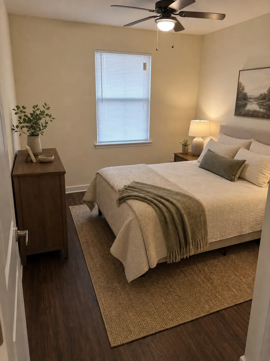 Bedroom with large window